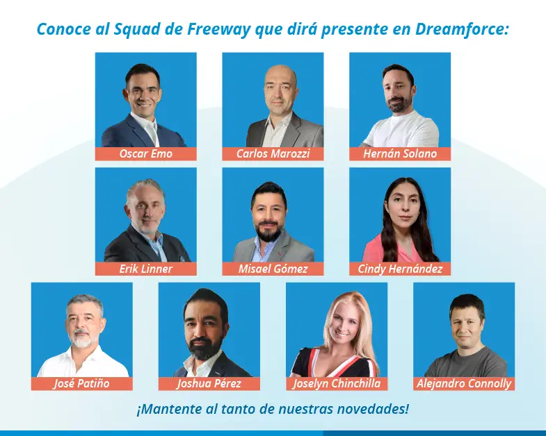 Equipo de Freeway que asistirá a Dreamforce 2024.